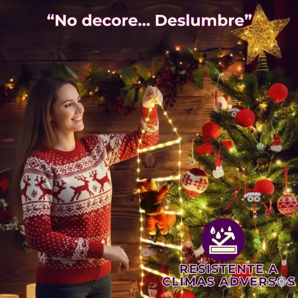 Escalera Led Con Papa Noel