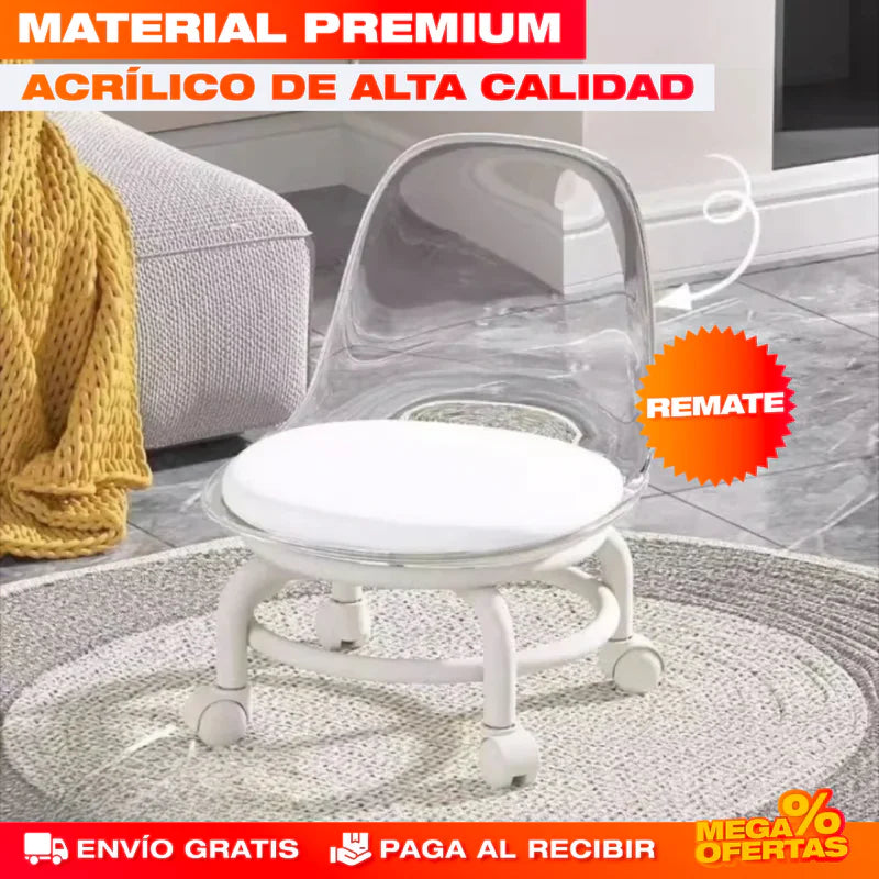 SILLA BAJA GIRATORIA 360° EN ACRÍLICO PARA NIÑOS Y ADULTOS