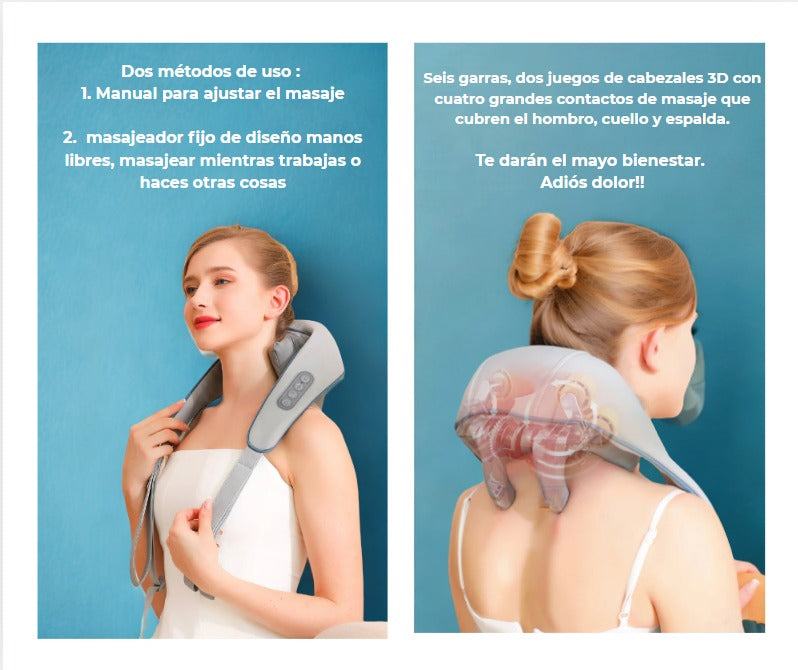 FlexSage™ 3D- Masajeador Inteligente Cuello, Espalda y Piernas