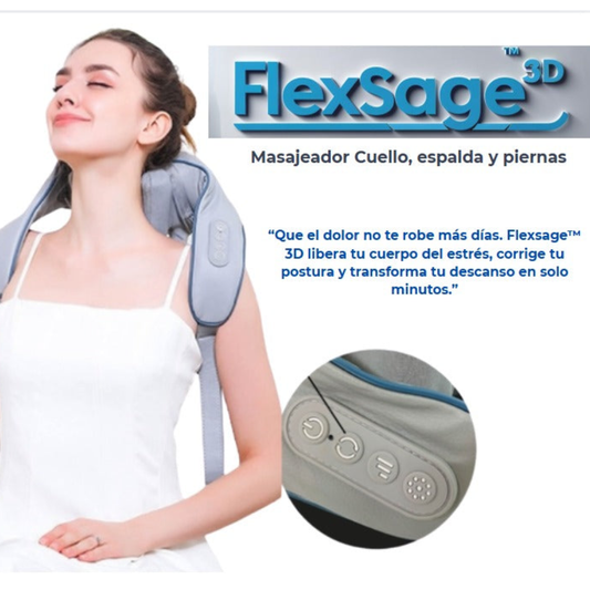 FlexSage™ 3D- Masajeador Inteligente Cuello, Espalda y Piernas