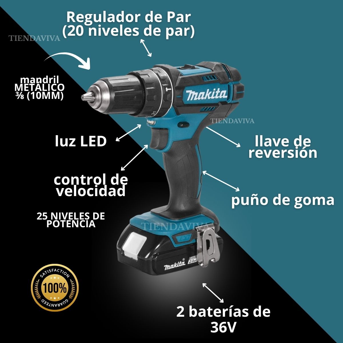 Taladro Inalámbrico con Percutor + 36V + Maletín