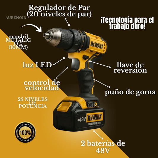 Taladro Inalambrico 48V Con Percutor + Maletín